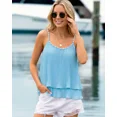 thumbnail image 5 of CHICME Tank Tops For Women Summer Solid Color Spaghetti Strap Double Layers Pleated Loose Casual Chiffon Camisole With Beaded Vest Blue-M, 5 of 8