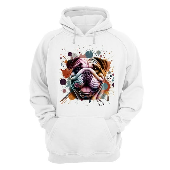 Bulldog Portrait Watercolor Vintage Retro Styles Hoodie Unisex Merch Hoodies Dog Lover Gifts Idea - 00001