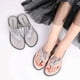 thumbnail image 5 of Sandalias de verano para mujer, zapatillas planas plateadas, zapatillas ligeras para mujer, chanclas casuales para exteriores, 5 of 6