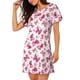thumbnail image 2 of Easygdp Girl Butterfly Camisón de manga corta para mujer, informal, estampado, 2 of 6