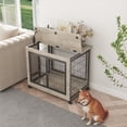 thumbnail image 3 of ACE-PET, 31.5" Furniture Style Dog Crate Side Table with Double Doors, Lift Top & Wheels, for Small-sized Dogs up to 30 LBS, 31.50"W x 21"D x 24.8"H (Gray), 3 of 11