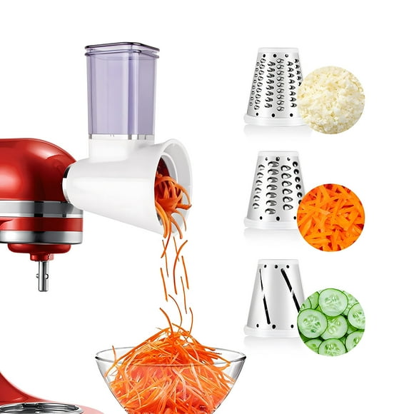 Mistaha Slicer/Shredder Attachments for KitchenAid Stand Mixers, Food Slicers Cheese Grater Attachment, Salad Maker Accessory Vegetable Chopper with 3 Blades Dishwasher Safe