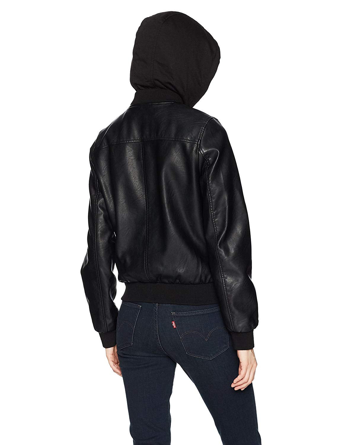 levis leather hooded jacket