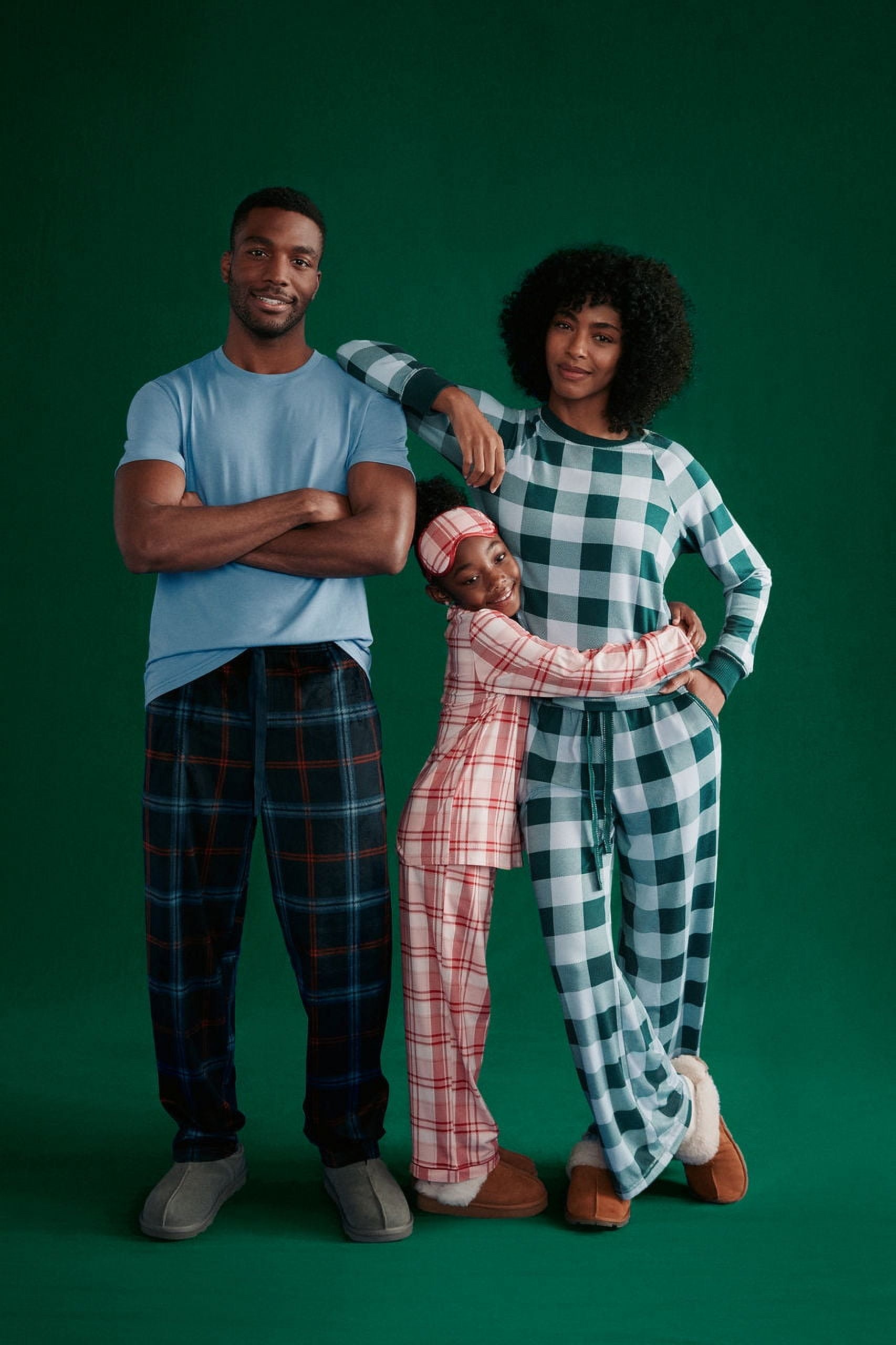Joyspun Women's Hacci Knit Buffalo Plaid Sleep Pants, 30.5” Inseam, Sizes XS-3X