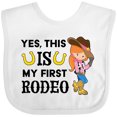 thumbnail image 3 of Inktastic Yes, This is My First Rodeo Cowgirl in Hat and Boots Girls Baby Bib, 3 of 4