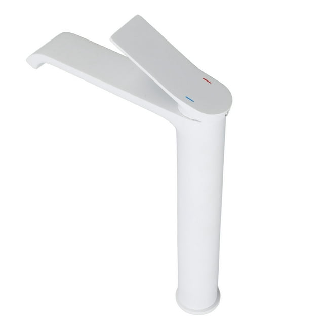 Sink Faucet, G1/2 Thread Modern Hot Cold Brass Water Tap Leaking Single Handle Waterfall Bathroom Sink Faucet Vanity Faucet for Home Hotel RV Use White