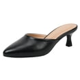 thumbnail image 7 of Women's Kitten Heeled Mules Pointed Toe Wedding Slip on Shoes Bride Stilettos Pumps Heeled Dressy Sexy Fashion Pumps Black Size 9, 7 of 7