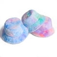 thumbnail image 4 of Cheers.US Women Tie Dye Rainbow Faux Fur Bucket Hat Fluffy Winter Warmer Fisherman Cap Fashion Plush Rainbow Cap, 4 of 6