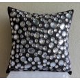 thumbnail image 3 of The HomeCentric Pillow Covers, Black Designer Pillow Covers Pack of 2, 16x16 inch (40x40 cm) Silk Pillowcase&nbsp;With Zipper Abstract, Crystals, Zardozi, Accent Pillow Covers - We Love Bling Bling, 3 of 4