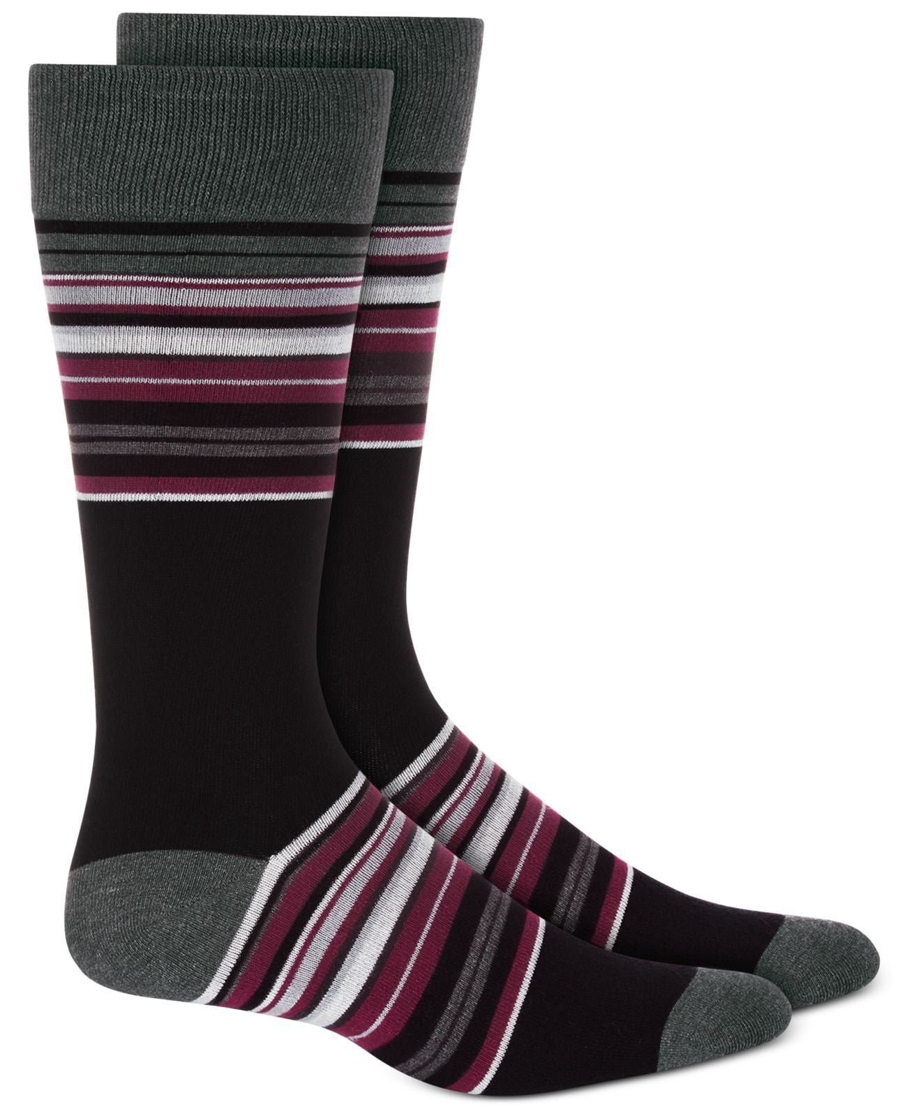 Alfani Chaussettes Habillées Rayées pour Hommes, Noir, Taille 7-12