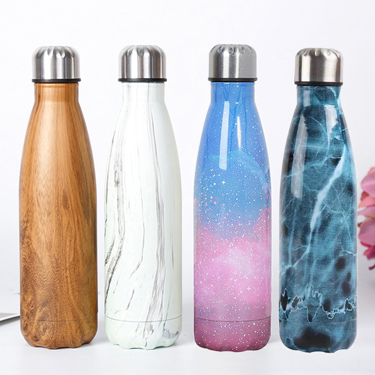 500ml VACUUM INSULATED BOTTLE Stainless Steel Water Hot Cold Tea Coffee Travel 