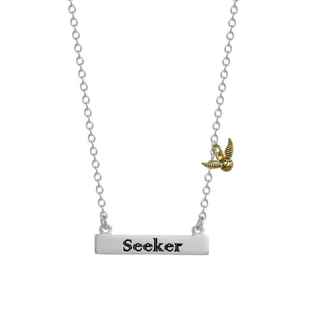 Harry Potter Women's Seeker Bar Necklace With Golden Snitch Accent, 16"