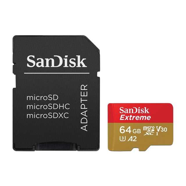 Memoria SanDisk Extreme MicroSDXC UHS-I U3 A2 V30, Clase 10 de 64 GB SanDisk SDSQXA2-064G-GN6AA