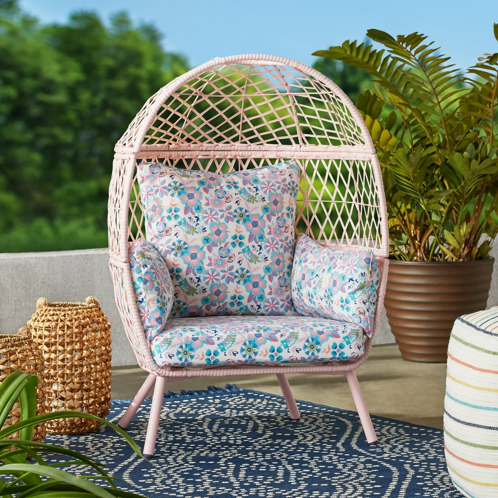 Better Homes & Gardens Ventura Outdoor Kid's Stationary Egg Chair, Pink