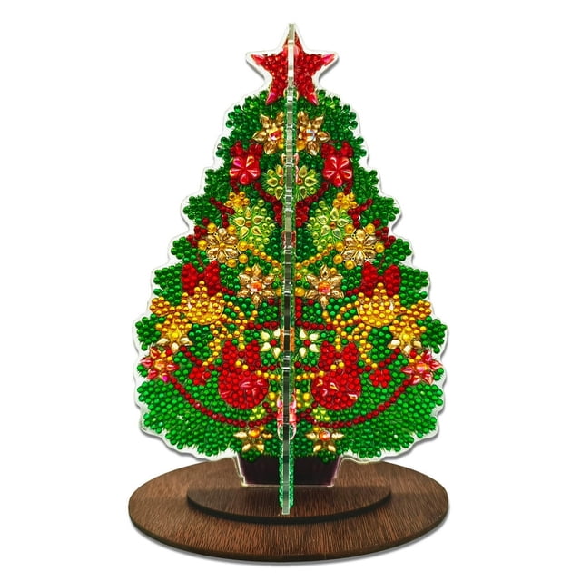 1 Set DIY Faux Painting Christmas Tree Ornament Special-Shaped Home Desk Table Decor Christmas Faux Craft Kit Colorful Christmas Tree Painting Decor