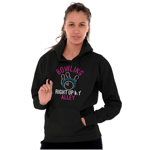 Bowling Up My Alley Funny Novelty Women Plus Size Graphic Pullover Hoodie Brisco Brands 2X
