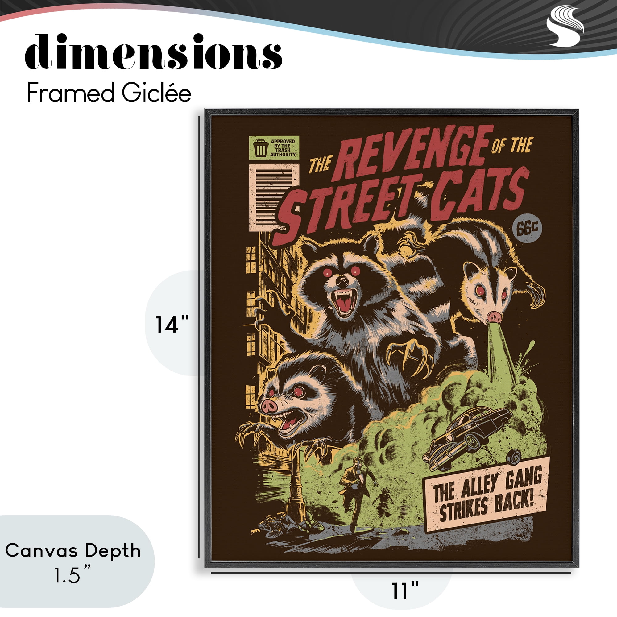 Stupell Industries Revenge Of Street Cats Black Framed Giclee Art, design by EduEly Designs
