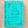 thumbnail image 5 of Christian Art Gifts Classic Handy-sized Journal Strength and Dignity Proverbs 31 Woman Bible Verse Inspirational Scripture Notebook w/Ribbon, Faux Leather Flexcover 240 Ruled Pages, 5.7" x 7", Teal, 5 of 6
