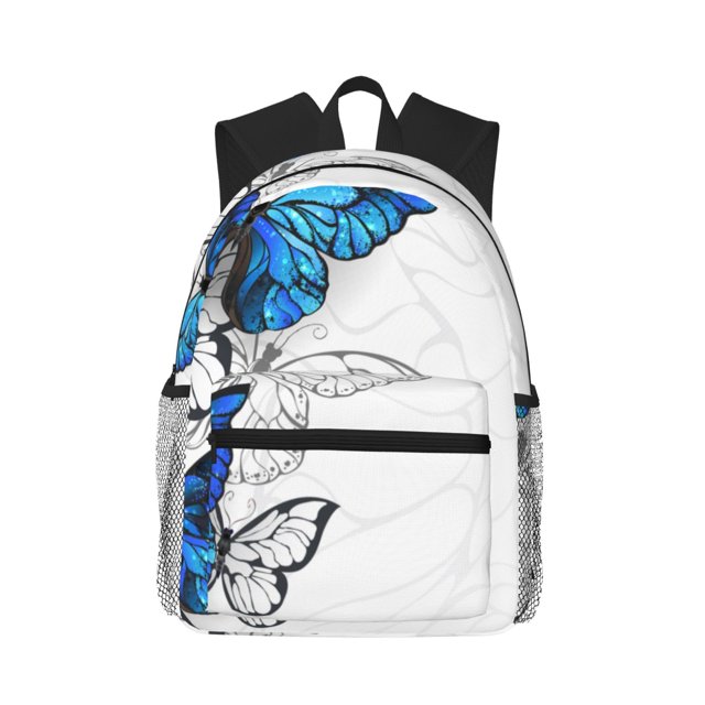 Disketp Blue Flying Butterflies Mochila Ligera Clásica con Múltiples Bolsillos, Mochila Casual para Hombre y Mujer, Ideal para Escuela, Trabajo y Viajes