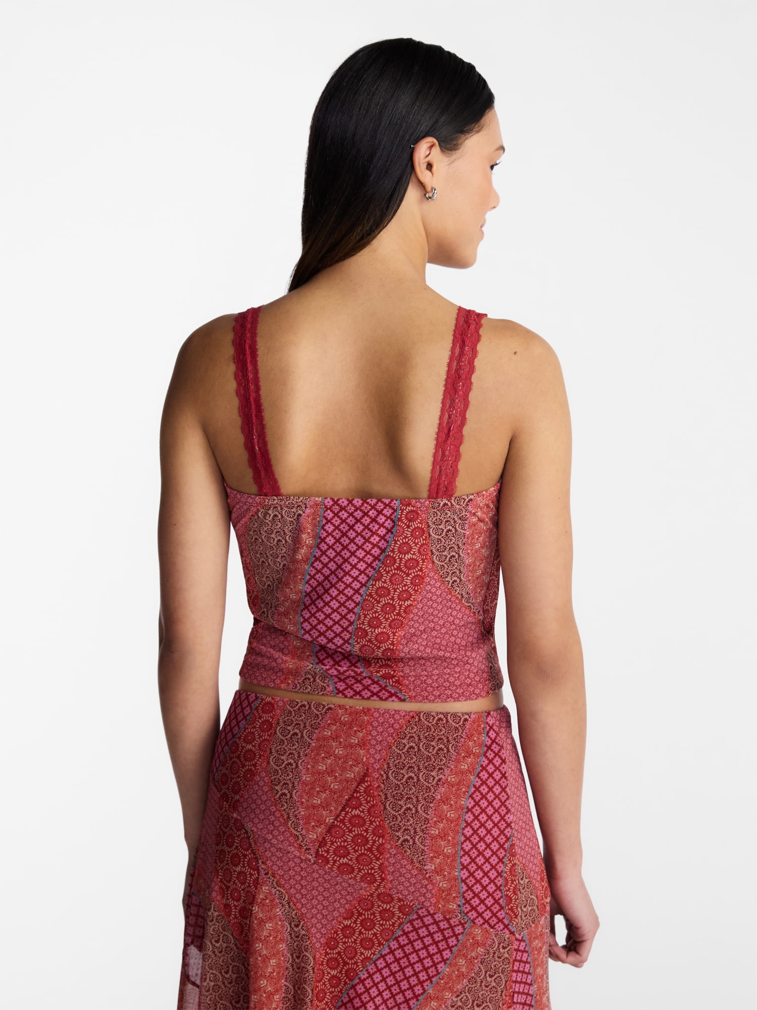 No Boundaries Mesh Lace Triangle Tank Top, Women's XXS-XXL