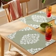 thumbnail image 4 of Baroque Sage Green Placemats Set of 8 Vintage Damask Classic Floral Place Mats Indoor Wipeable Table Mats Washable Cloth Dining Table Placemats for Kitchen Holiday Party Home Decor 13x19 Inch, 4 of 9