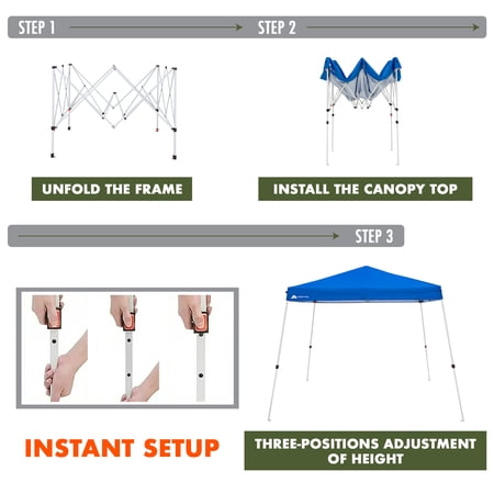 OZARK TRAIL 10′ X 10′ INSTANT SLANT LEG POP-UP OUTDOOR CANOPY, BLUE