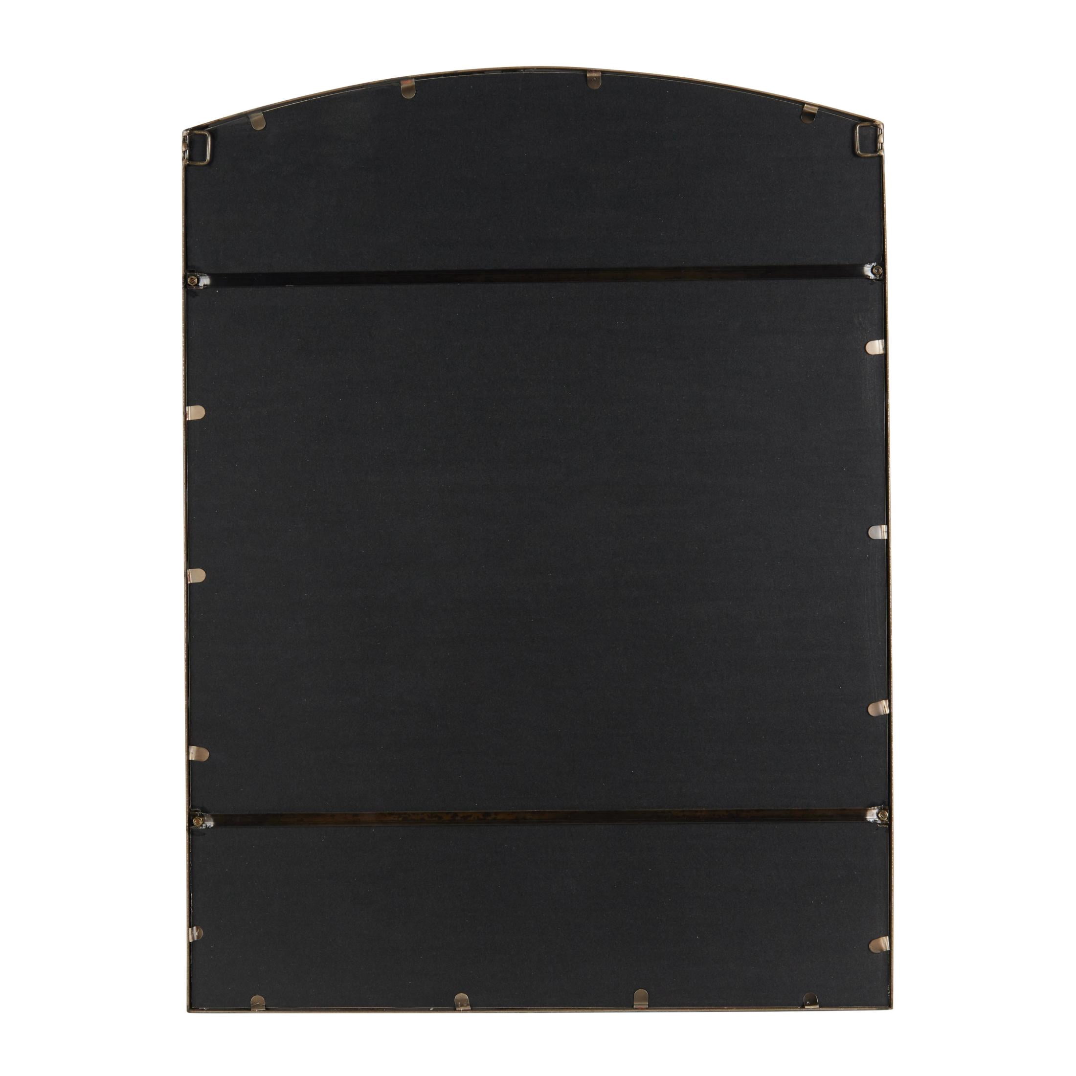 DecMode 30" x 40" Black Arched Window Pane Inspired Wall Mirror with Black Frame