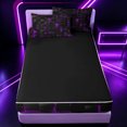 thumbnail image 4 of Erosebridal 3D Purple Abstract Zipper Twin Comforter Sets with Fitted Sheet and 2 Pillowcases for Boys Men, Neon Glow Texture Print Zipper Bedding Set, Black Reversible, 4 Pieces, 4 of 7