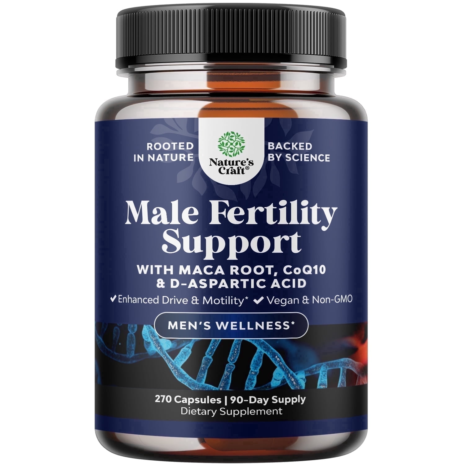 Natures Craft Male Fertility Supplements for Sperm Motility with Maca Root & CoQ10, 270 Capsules