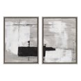 thumbnail image 2 of Kate and Laurel Sylvie Line 1 Left and Right Neutral Linen Framed Canvas Wall Art Set by Nikita Jariwala, 2 Piece Set 18x24 Gray, Modern Abstract Monochromatic Geometric Art for Wall, 2 of 6