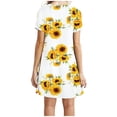 thumbnail image 2 of DondPO Midi Dresses for Women Summer Dresses Women's Dresses Short Sleeve Dating Beach Casual Loose Dress Plus Size Dresses Womens Dresses Yellow Dress L, 2 of 5