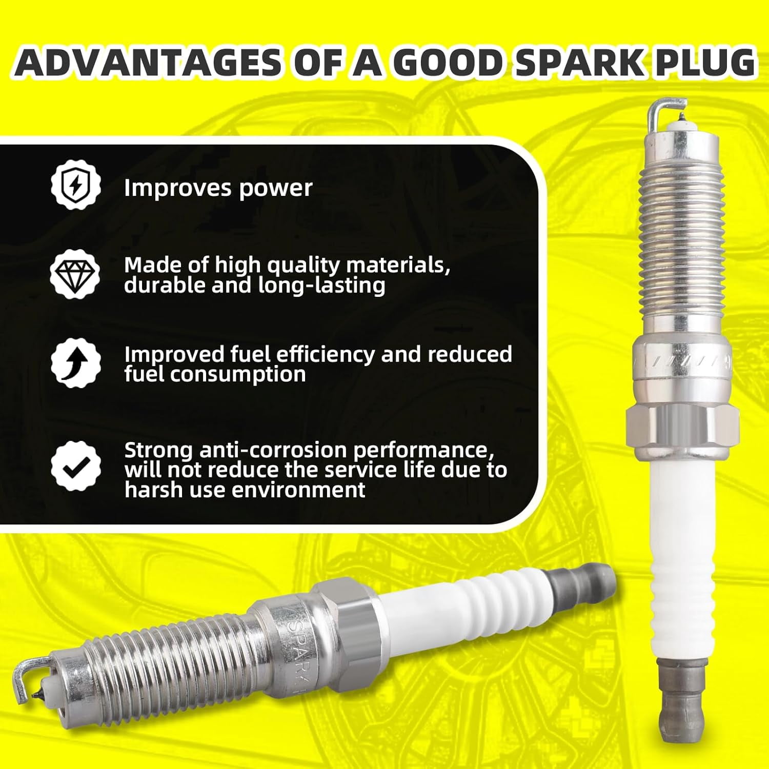 MOAUTO Set of 4 Ignition Coils Pack UF735 DS7G12A366BB & 4 PCS Iridium Spark Plugs Compatible with Ford 2014 2015 2016 2017 2018 2019 Fusion and Escape 1.5L L4