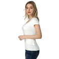 thumbnail image 4 of LiangRou Women's Mini-Ribbed Stretch Scoop Neck T-Shirt White X-Large (US 16 18), 4 of 6