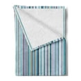thumbnail image 2 of Striped Soft Flannel Fleece Blanket, Blue Purple Teal Aqua Lavender Colored Vertical Stripes Geometric Abstract Vintage, Cozy Plush for Indoor and Outdoor Use, 70" x 90", Multicolor, by Ambesonne, 2 of 5