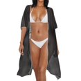 thumbnail image 4 of SCRAWLGOD Skull Rose Print Beach Cover Ups for Women Long Open Front Bathing Suit Cover Up Quick Dry Breathable Swimsuit Coverup for Summer, 4 of 6