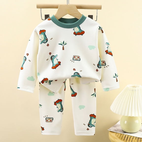 Amidoa Girls 2 Piece Outfits Fall Winter Clothes Soft Print Long Sleeves Top and Casual Pants Kids Clothing Sets Green Size 3 Years
