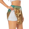 thumbnail image 1 of Balery Starfish And Seashell 1 Pantalones cortos deportivos para mujer con forro y dos bolsillos, elásticos, para entrenamiento, gimnasio, yoga-Medium, 1 of 7