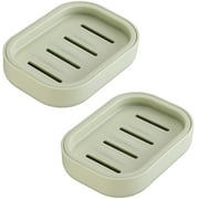 Soap Dish Soap Holder, 2-Pack Soap Saver for Shower, Bathroom, Travel, with Double Layer Draining Soap Box (Gary Blue)