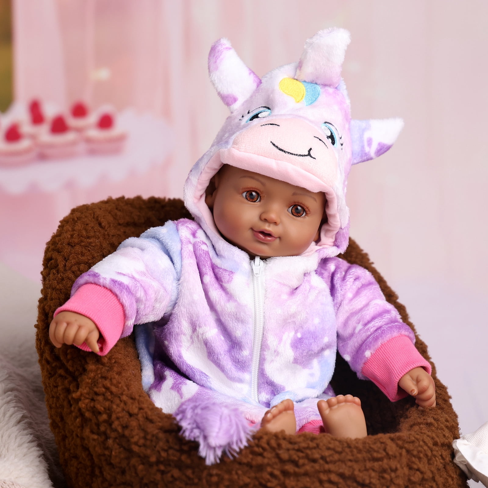 BABESIDE Black Baby Dolls, 17 Inch Cute Soft Body Baby Doll Real Life Baby Dolls with Accessories for 3+ Year Old Girls Gifts, Pretend Play, Collection