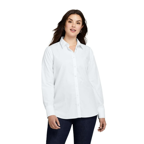 Lands End Women S Plus Size Long Sleeve No Iron Dress Shirt Walmart Com