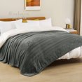 thumbnail image 3 of Exclusivo Mezcla King Size Soft Bed Blanket, Warm Fuzzy Luxury Bed Blankets, Decorative Geometry Pattern Plush Throw Blanket for Bed, 90"x104", Dark Grey, 3 of 8