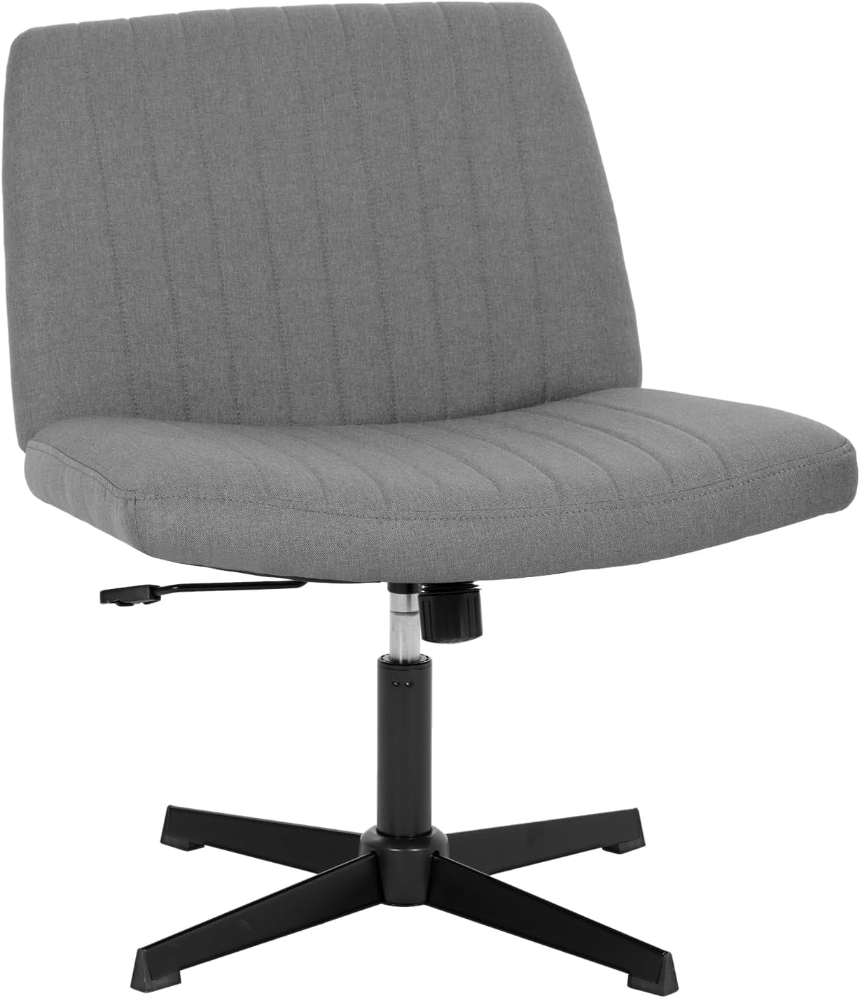 CL.HPAHKL Criss Cross Chair, Height Adjustable Comfy Computer Task Seating Modern Makeup Vanity Chair with Back No Wheels Armless Fabric Wide Desk Chair for Bedroom, Home Office (1, Grey)