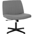 thumbnail image 2 of CL.HPAHKL Criss Cross Chair, Height Adjustable Comfy Computer Task Seating Modern Makeup Vanity Chair with Back No Wheels Armless Fabric Wide Desk Chair for Bedroom, Home Office (1, Grey), 2 of 8