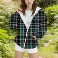 thumbnail image 2 of Ashirexll Girls Hoodies Pullover Zip Up Hoodie Girls 3-14 Years Winter Plaid Fashion Casual Velvet Fleece Lined Comfortable Long Sleeve Hooded Zipper Sweatshirt for Kids, 2 of 6