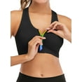 thumbnail image 1 of YouLoveIt Women's Sports Bra Wireless Post Surgery Bra Zip Front Yoga Bra with Removable Pads Tank Top Racerback Sports Bra, 1 of 8
