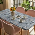 thumbnail image 3 of Blue Seaports Table Cloths for 3 Foot Rectangle Tables, Vintage Ocean Anchor Shark Farmhouse Wood Patio Waterproof Elastic Fitted Tablecloths, Washable Rectangular Table Cover for Camping, 3 of 8
