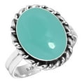 thumbnail image 1 of 925 Sterling Silver Ring For Women - Girls Aqua Chalcedony Gemstone Silver Ring Size 5.5 March Birthstone Fashion Silver Ring Size 5.5 Cocktail Party Gift For Sister Gemstone 925 Silver Jewelry, 1 of 5