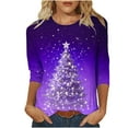 thumbnail image 2 of Holiday Gifts! Titcea Christmas Shirts for Women 3/4 Sleeve Crewneck Glitter Xmas Tree Print Pullover Christmas Sweaters 2024 Fashion Casual Tops, 2 of 4