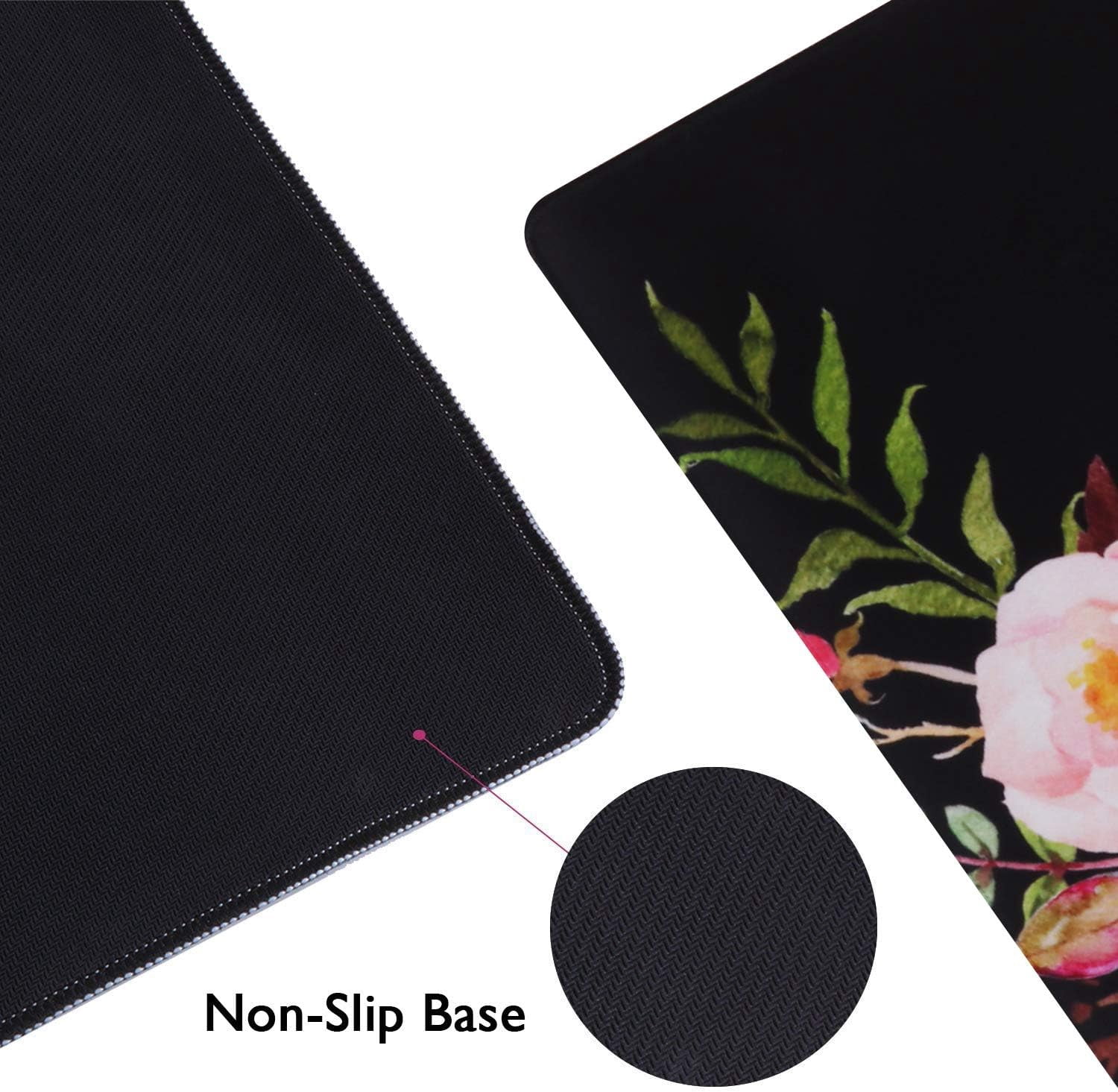 Flower Extended Gaming Mouse Pad - Large Non-Slip Rubber Base Mousepad, Waterproof Keyboard Mat, Stitched Edges, Perfect for Work, Game, Office, Home, 35.4x15.7 Inch