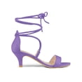 thumbnail image 3 of BLISSFUL STEP Women's Open Toe Kitten Heel Lace Up Sandals, 3 of 7